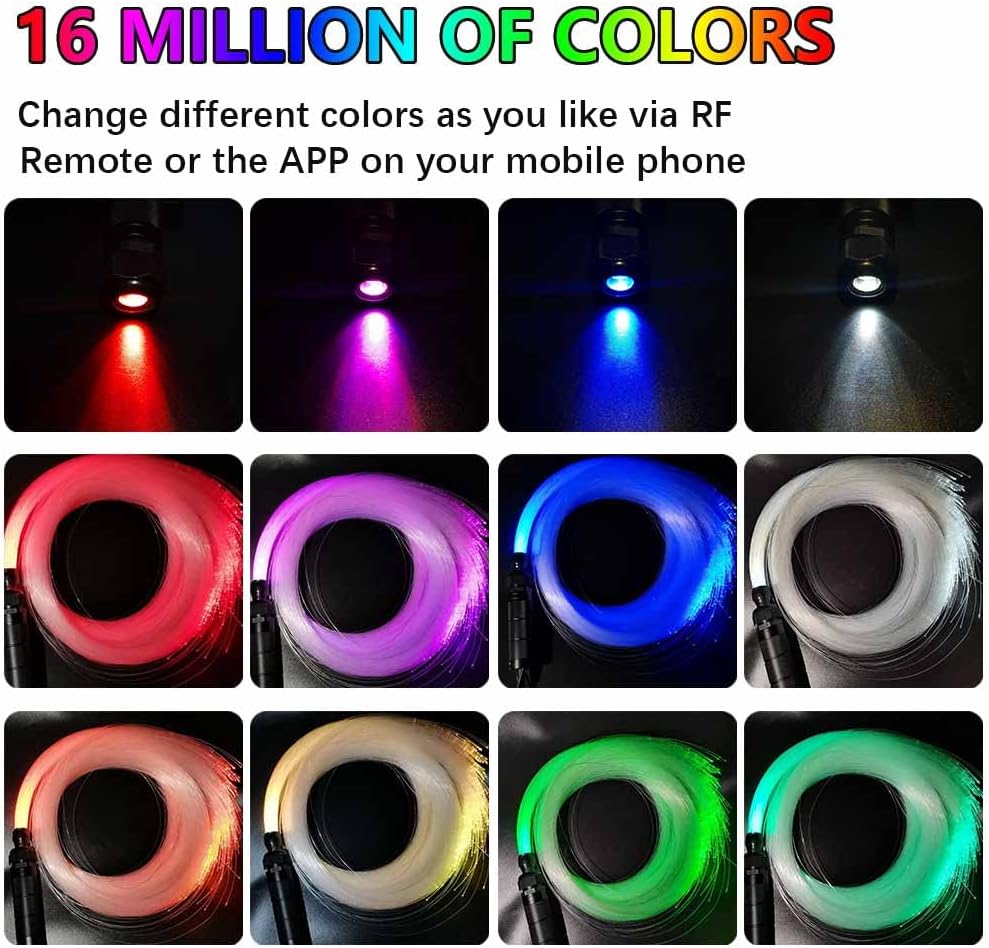 Car Use Bluetooth RGB LED Fiber Optic Light Star Ceiling Kit G8391