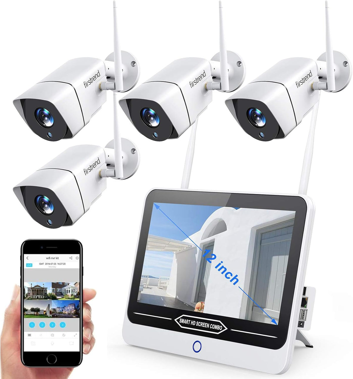 1080P 8CH Wireless Security Camera System with 12 Inch Monitor R6952