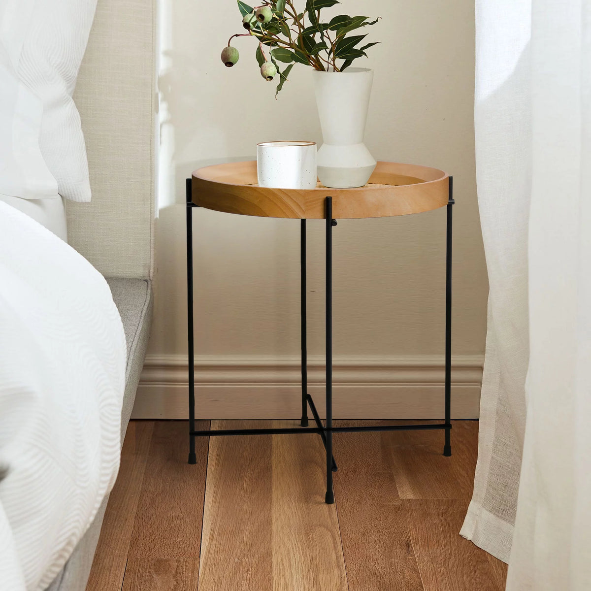 14.2" Round Rattan End Side Table W326613