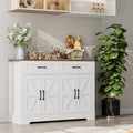 White Wood Buffet Sideboard with 2 Drawers and 4 Doors K1117