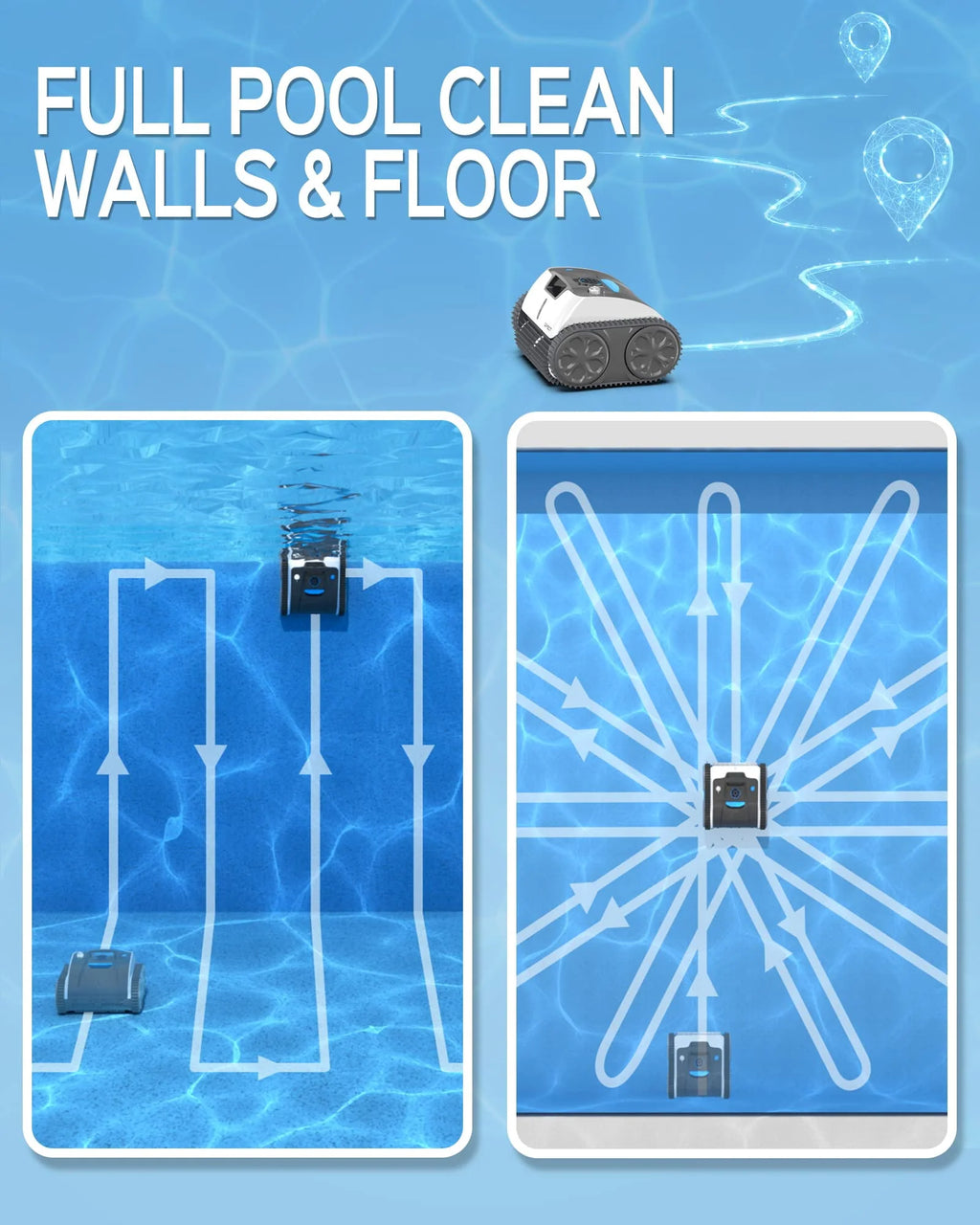 Cordless Robotic Pool Cleaner with Wall Climbing S70043