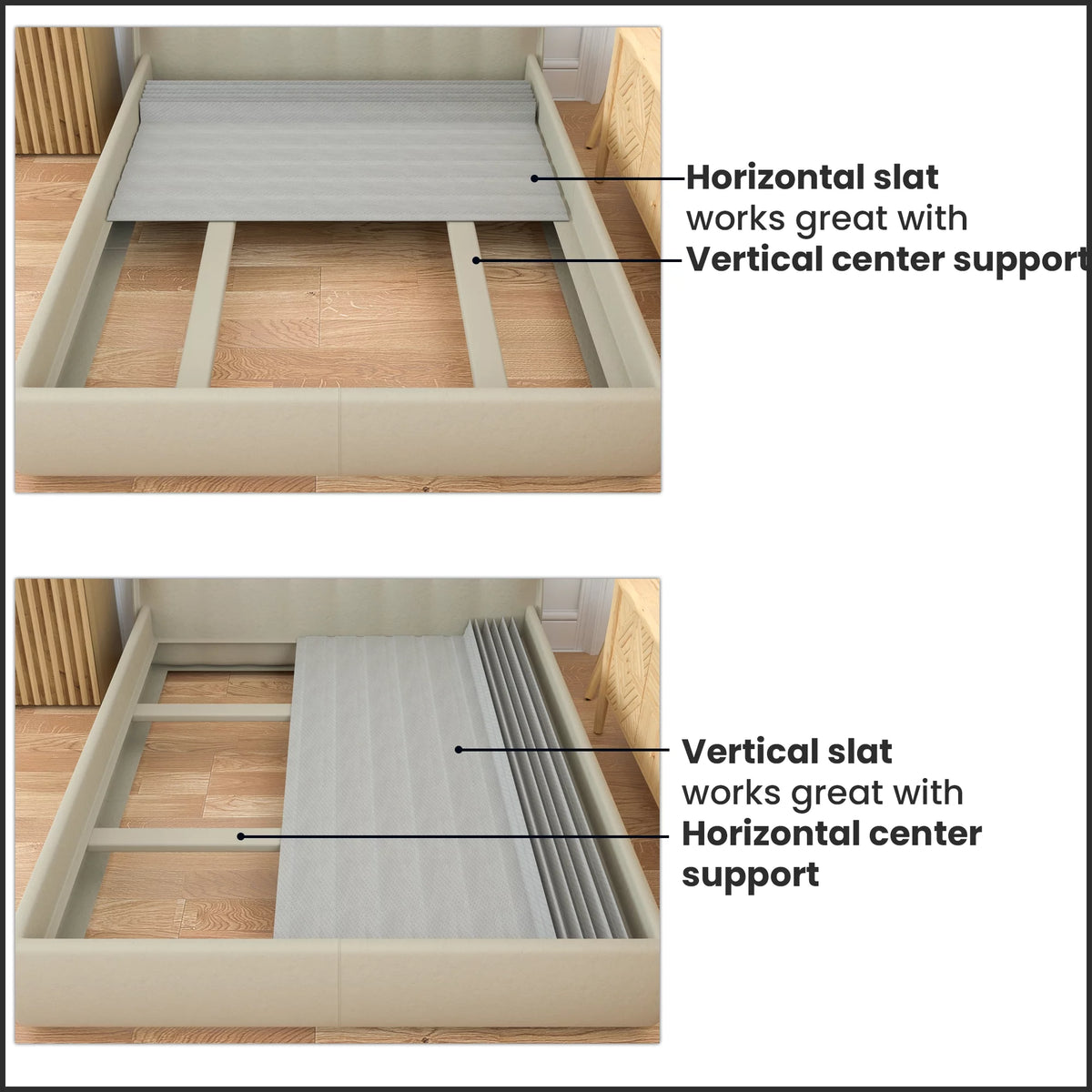 0.75” Heavy Duty Mattress Support Wood Slats with Cover D40713
