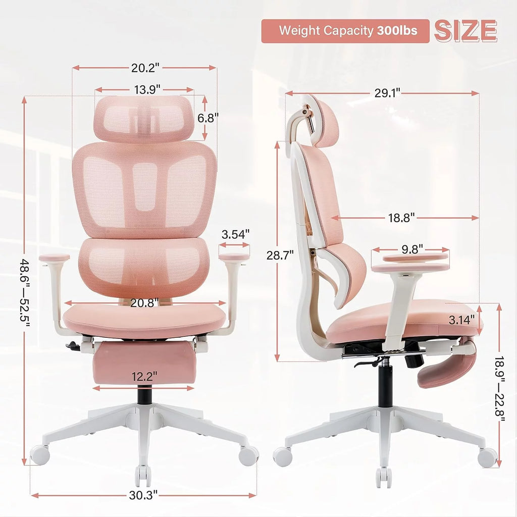 Black Ergonomic Mesh Office Chair with Footrest and Headrest R389