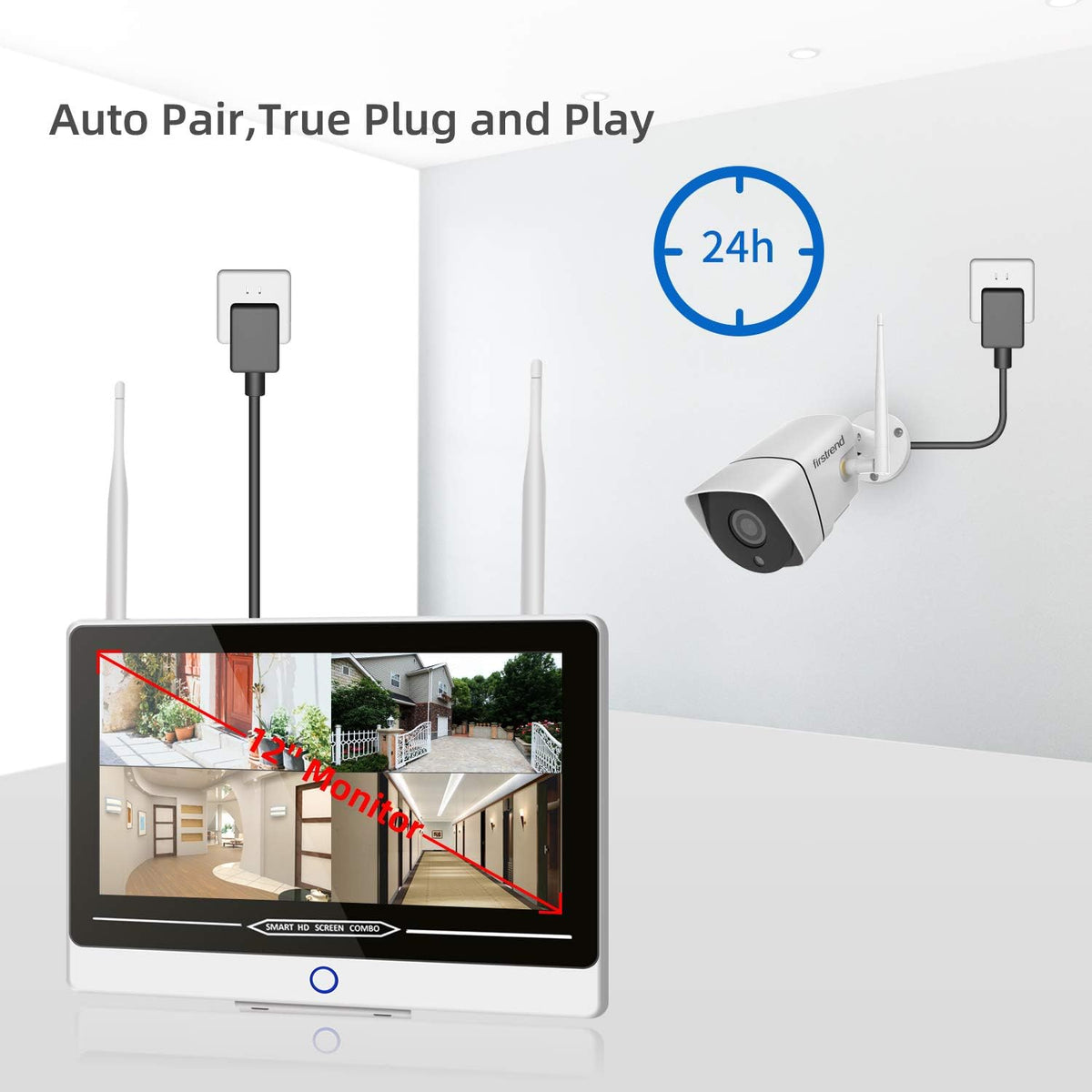 1080P 8CH Wireless Security Camera System with 12 Inch Monitor R6952