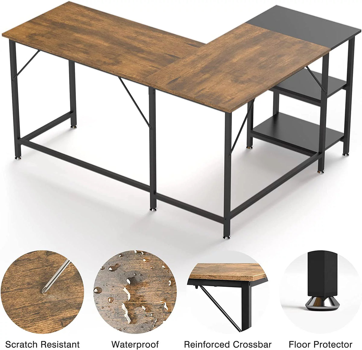 59" L Shaped Desk with Storage Shelves M88184