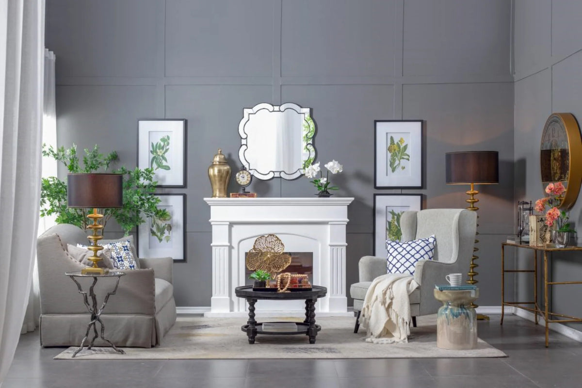 Scalloped Design Wall Mirror 2.5' Clear and Black V469286