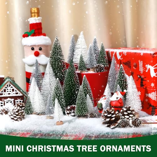 9pcs Mini Artificial Christmas Tree with Wooden Bases Q61700