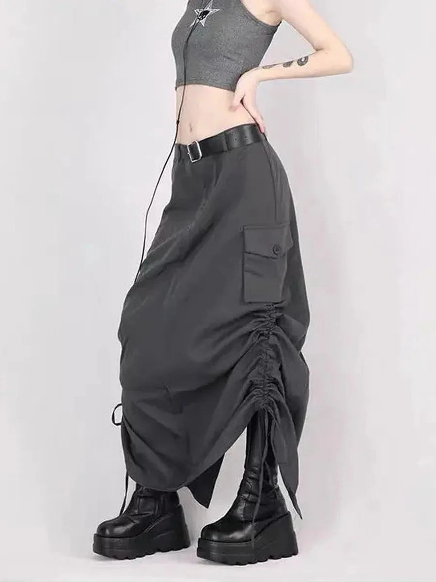 Grunge Ruffled Split Midi Dress P588688