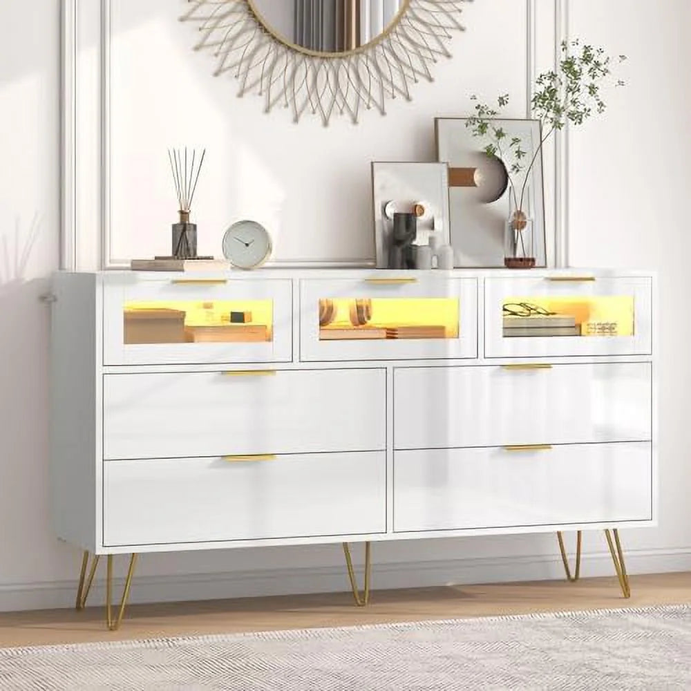 White 7 Drawer Wood Dresser H27995