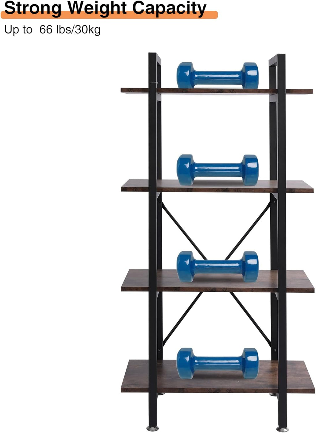 4-Shelf Wood and Metal Bookshelf G2684