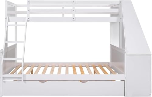 Twin Over Full Wooden Bunk Bed with Desk and Trundle H46358
