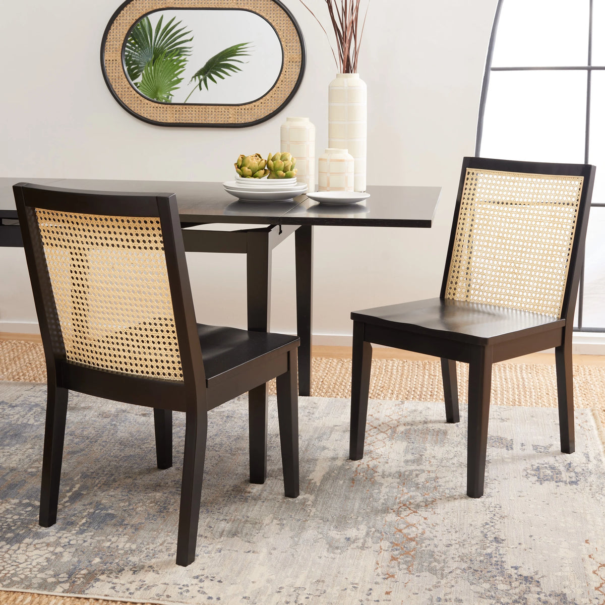 Black Natural Set of 2 Dining Chair O8593