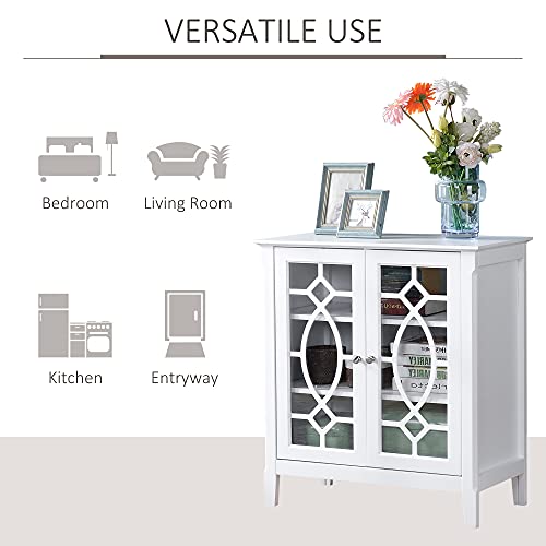 White Glass Door Sideboard Buffet Cabinet with Adjustable Shelves J631