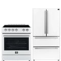 30 Electric Range and Refrigerator in White with Silver Handles I79037
