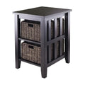 Dark Brown Espresso Side Table with Two Foldable Baskets B619780