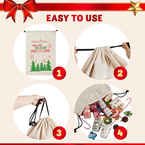 3 PCS Christmas Drawstring Burlap Sack F140842