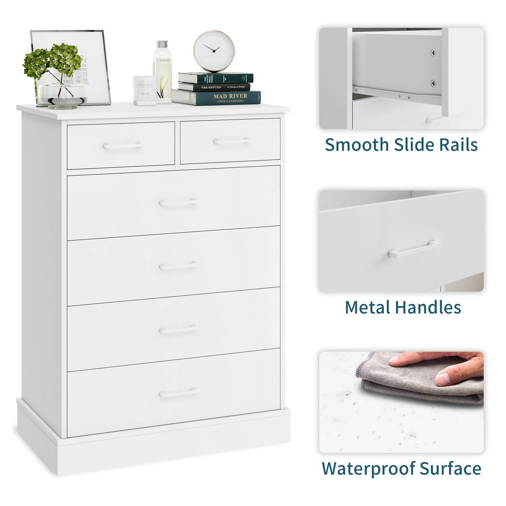White 6 Drawer Wood Dresser O29591