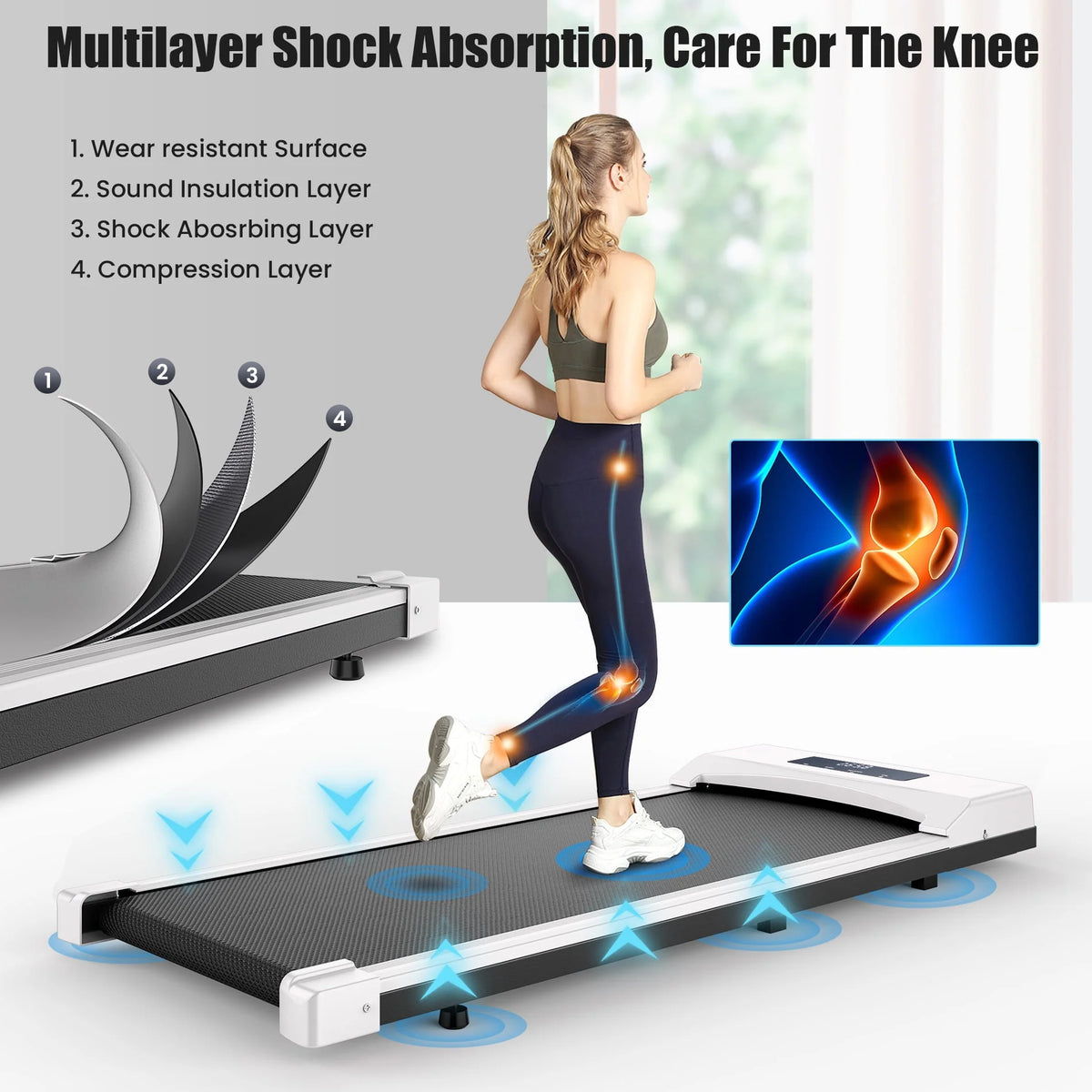 2.5Hp Portable Walking Pad with LED Display and Remote Control L8632