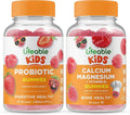 Probiotic 2 Billion CFU Kids Calcium Magnesium Gummies Bundle Gluten Free GMO Free Chewable Gummy T33779