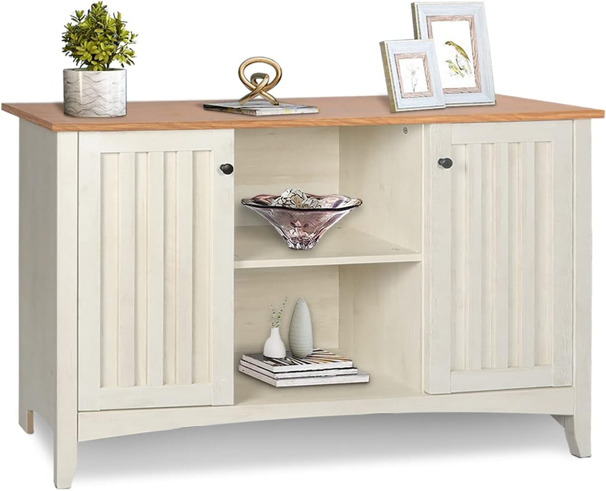White Storage Cabinet with Doors and Adjustable Shelves W96435