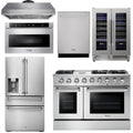48 Gas Range, Range Hood, Refrigerator with Water and Ice Dispenser, Dishwasher, Microwave, Wine Cooler E718083