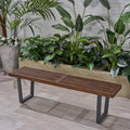 Acacia Wood Dining Bench with Iron Legs J300779