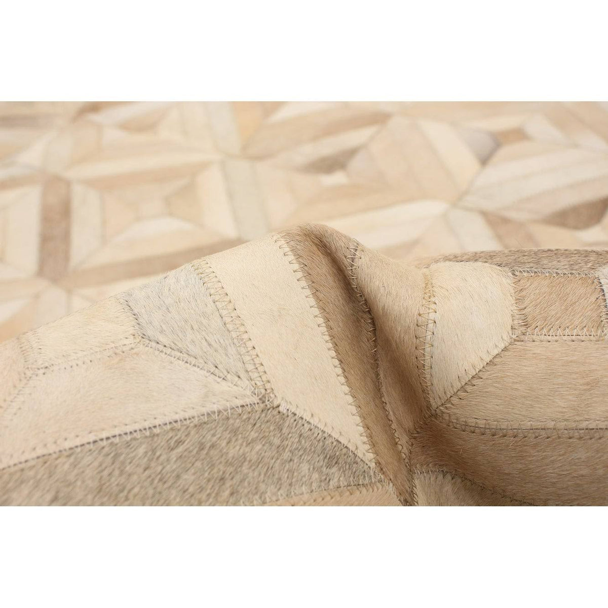 Handmade Cowhide Patchwork Beige Ivory Leather J232989