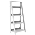 4-Shelf Wood Ladder Bookcase in White B9248