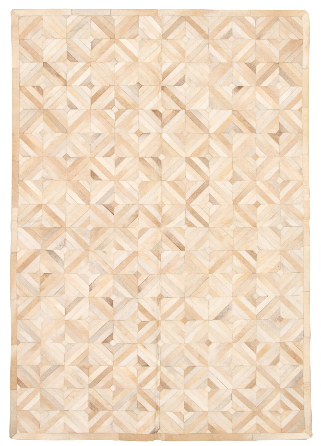 Handmade Cowhide Patchwork Beige Ivory Leather J232989