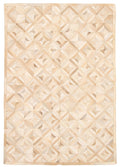 Handmade Cowhide Patchwork Beige Ivory Leather J232989
