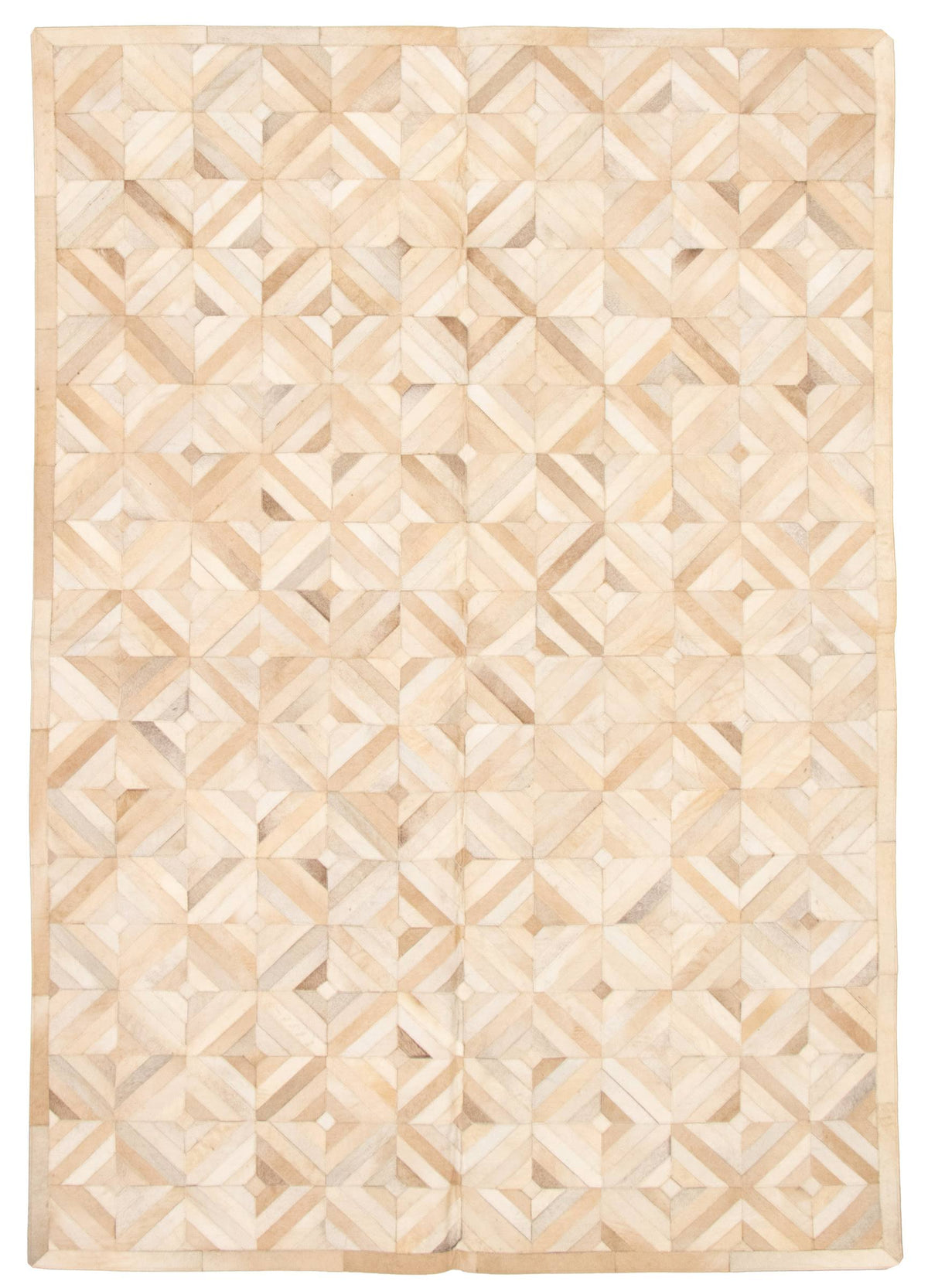 Handmade Cowhide Patchwork Beige Ivory Leather J232989