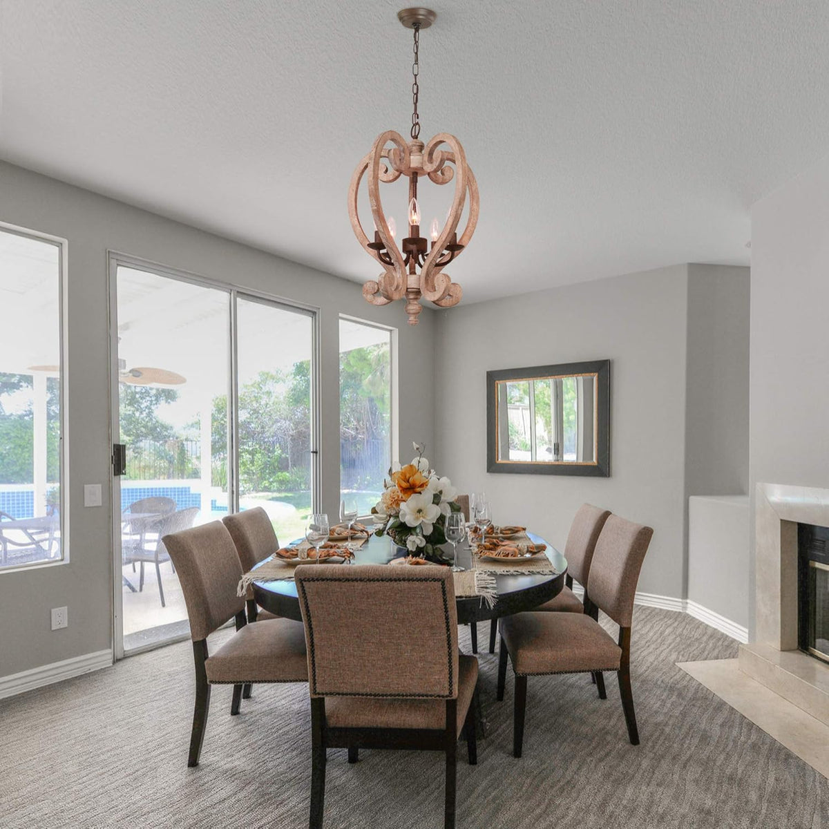 Wooden Chandelier J62051