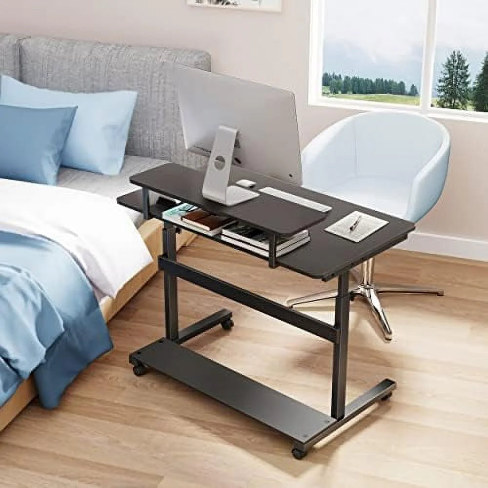 Height Adjustable Standing Desk with Monitor Shelf Black S723825