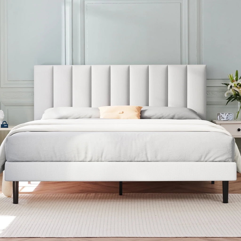 Queen Upholstered Platform Bed Frame with Headboard L957