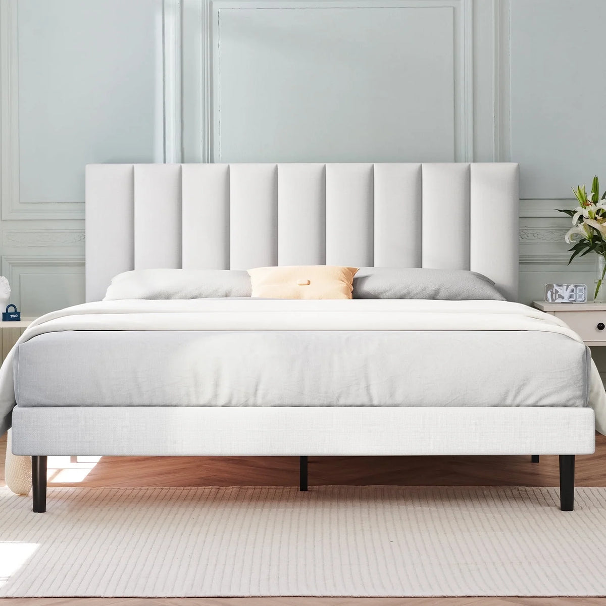 Queen Upholstered Platform Bed Frame with Headboard L957