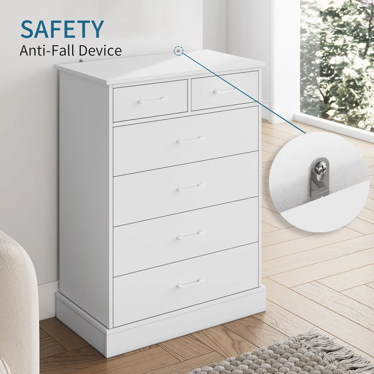 White 6 Drawer Wood Dresser O29591