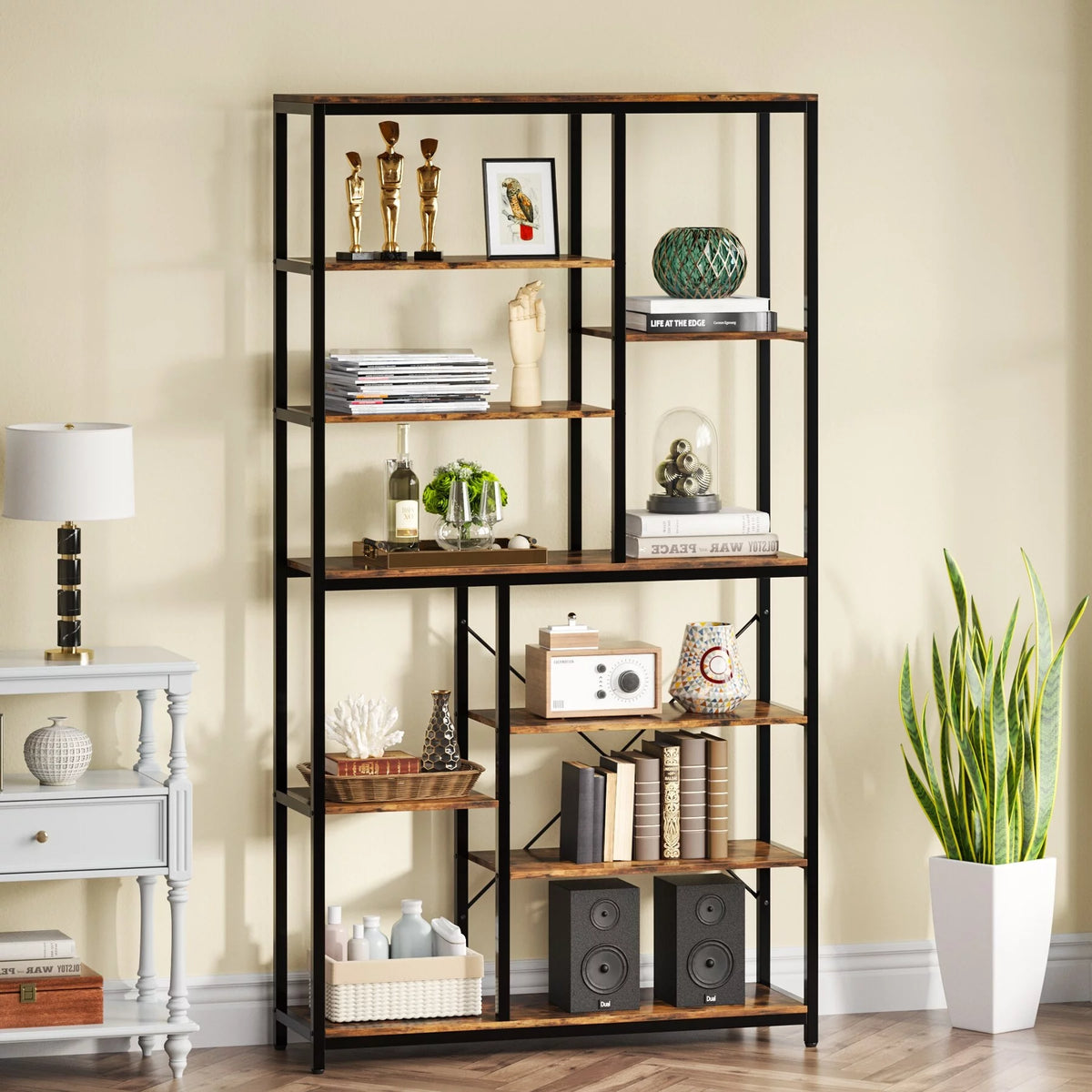 79 Inches 8-Tier Wood Bookshelf I120178