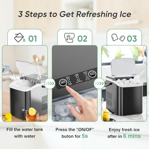 Portable Self-Cleaning Countertop Ice Maker 26.5Lbs/24H Black D5659