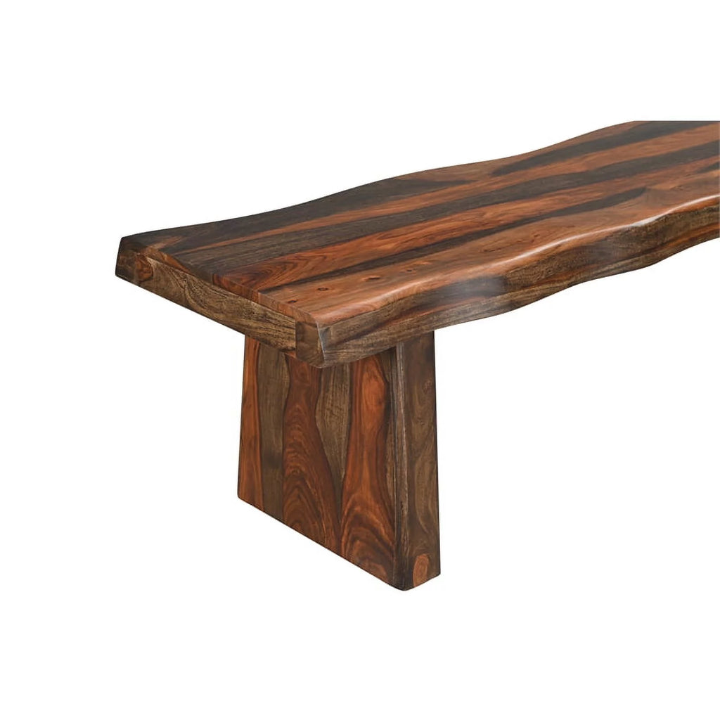 68" Live Edge Solid Wood Dining Bench in Dark Brown U623