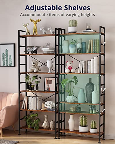 6-Tier Adjustable Wood and Metal Bookcase C654042