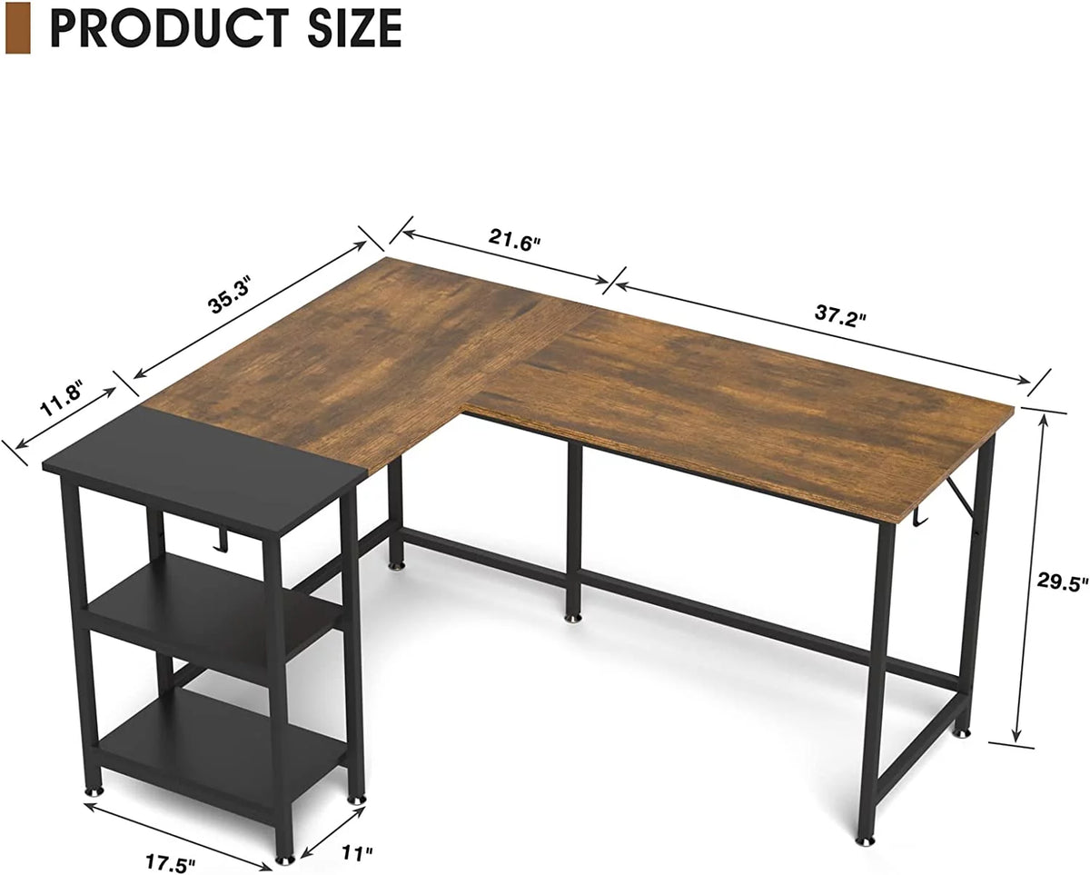 59" L Shaped Desk with Storage Shelves M88184