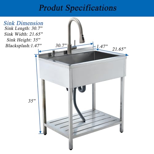 Free Standing Stainless Steel Utility Sink with Faucet A113