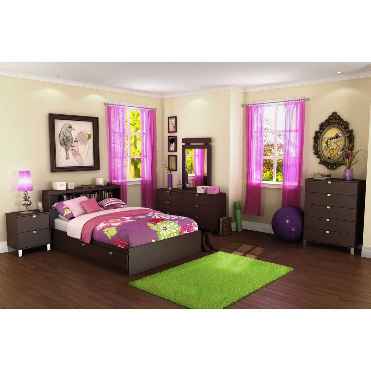 White Full Bookcase Headboard N927