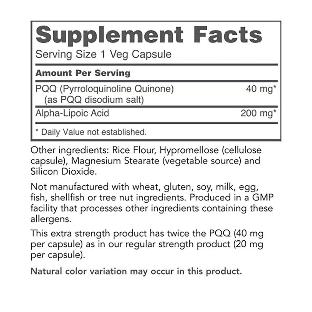 PQQ 40mg with Alpha Lipoic Acid 50 Veg Capsules J229