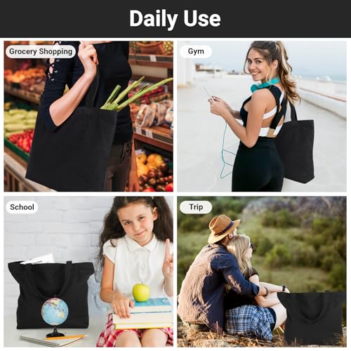 6 Packs Canvas Tote Bag with Zipper X903