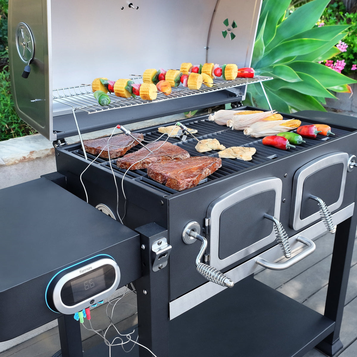 32-inch Smart Charcoal Grill with Meat Thermometer K563