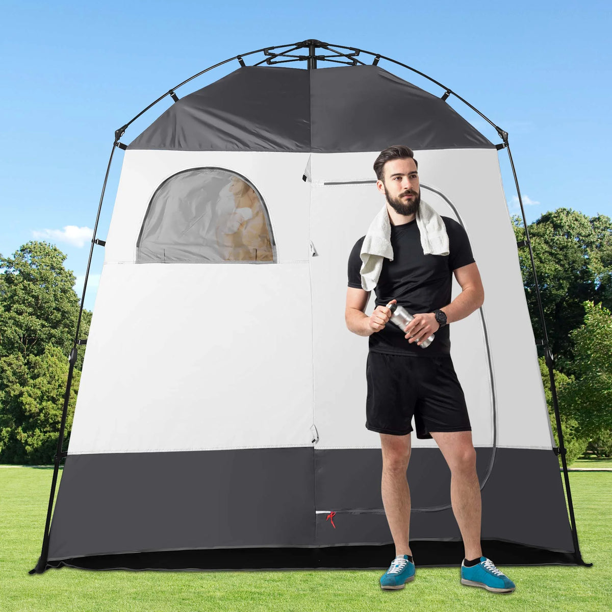 Camping Shower Tent Portable Outdoor Privacy Shelter 2 Rooms P458
