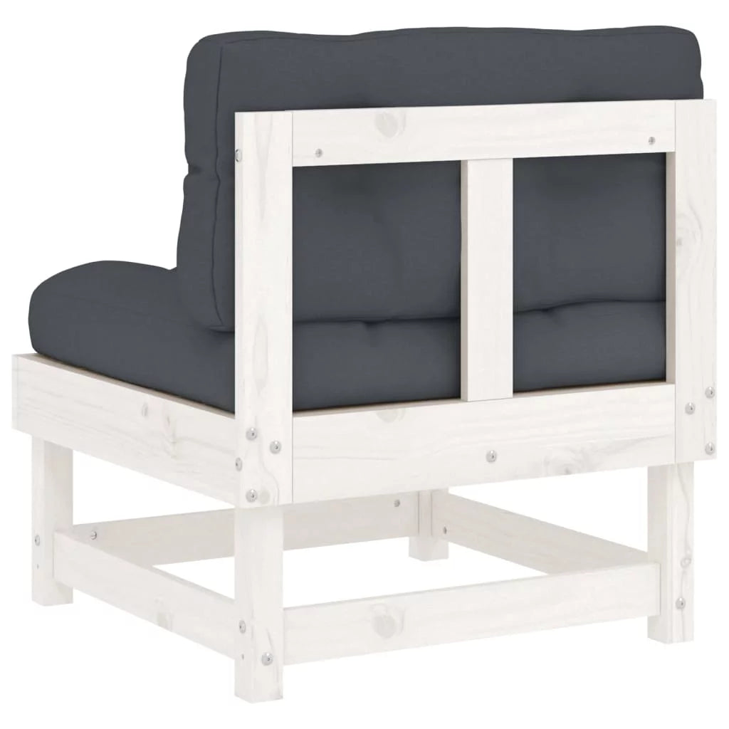 White Solid Wood Pine Middle Sofa with Cushions U335041