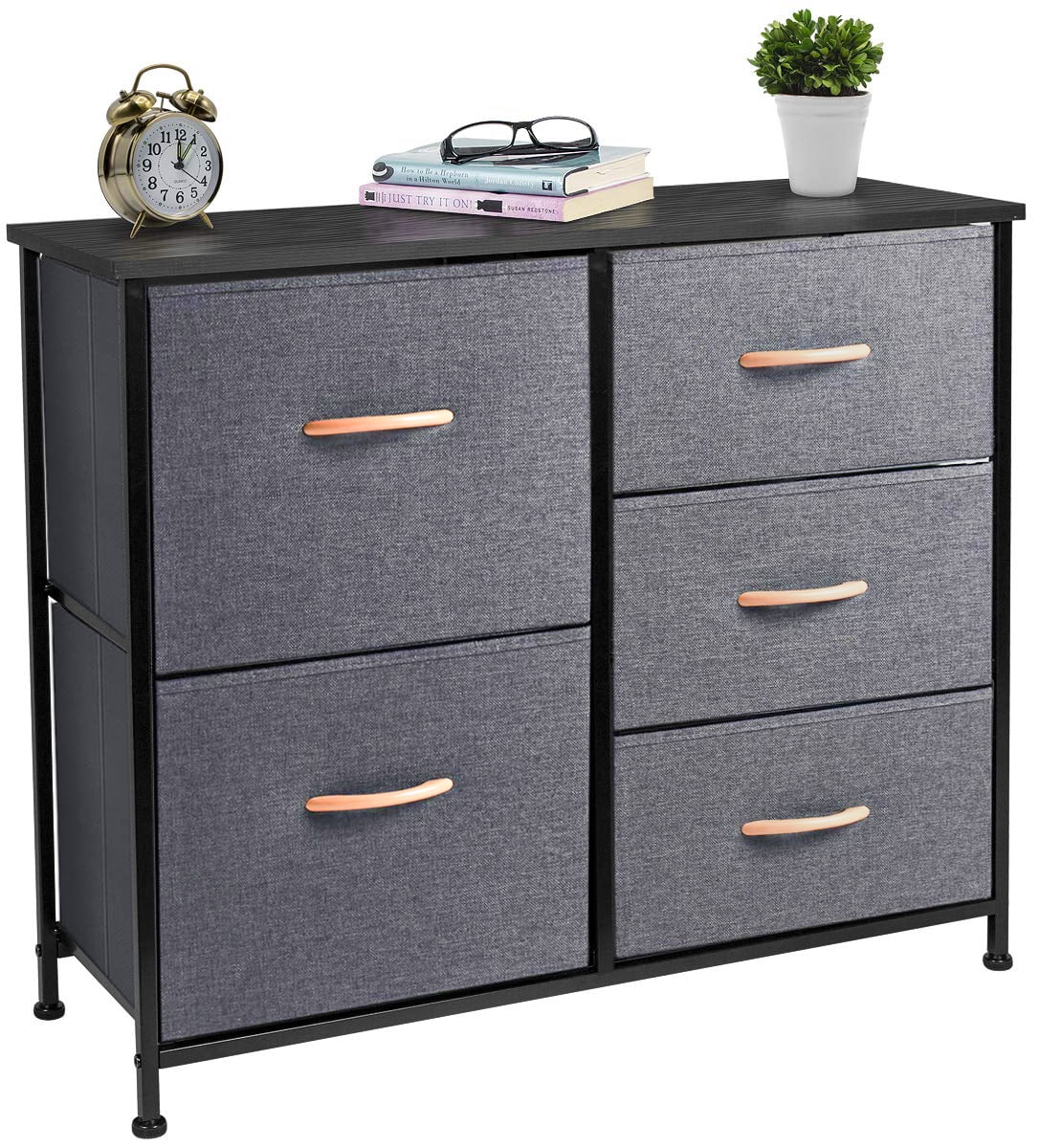 5 Drawer Fabric Dresser Storage Tower Cabinet O23017