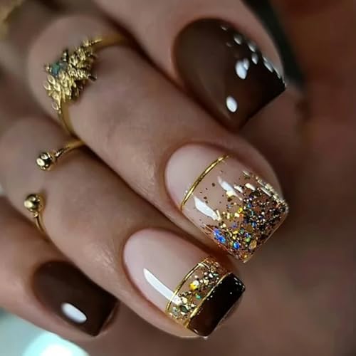 Short Square Press on Nails Set with Stickers U911918